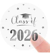 Graduation Stickers Class of 2026 Stickers 120PCS Silver Foil Sticker 1.6 Inch Transparent Gradua...