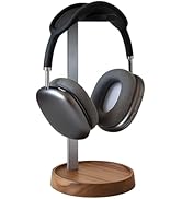 muso wood Walnut Headphone Stand, Universal Headset Stand with Storage Base, Wood Desktop Headpho...