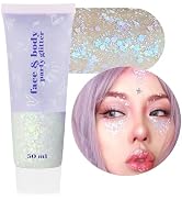MEICOLY Chameleon Iridescent White Body Glitter,Chunky Face Glitter Paint,Color Changing Mermaid ...