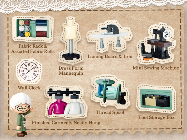 Vintage Hand Crank Sewing Building set