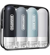 Silicone Travel Bottles for Toiletries with Labels, 3oz TSA Approved Squeezable Travel Size Conta...