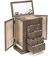 Emfogo Jewelry Box for Women, 5 Layer Large Wood Jewelry Boxes & Organizers for Necklaces Earring...