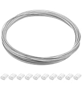 Antrader 2mm/5/64 Wire Rope Kit 50ft 304 Stainless Steel Wire with 10pcs Crimp Sleeves, 7x7 Stran...
