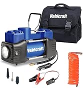 Vehicraft Blue Tire Inflator Portable Air Compressor, Heavy Duty Double Cylinders Auto Pump, 12V ...