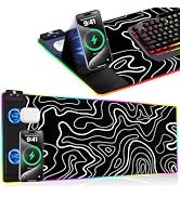 XXL Mouse Pad with Phone Holder, RGB Desk Mat with 15W Fast Charging, LED Large Gaming Mouse Pad ...