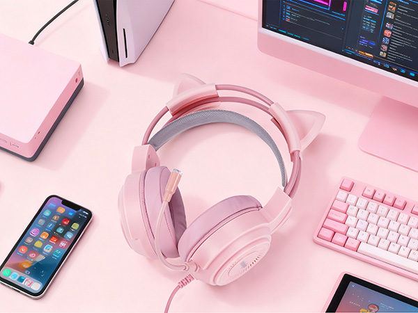 pink headset with mic