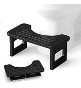 Bathway Squatting Potty Stool, Foldable Poop Stool, Bamboo Wood Toilet Stool Squat Adult, Black F...