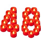 Yakpo 48 Pack LED Red Tea Light Battery Operated, Flameless Flickering Red Votive Candles Fliker ...