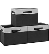 GhvyenntteS Fabric Bins Large Storage Baskets for Shelves with 3 Handles, Sturdy Foldable Fabric ...