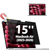 Halloive Magnetic Privacy Screen Protector for MacBook Air 15 Inch (2023-2026, M2-M5), Removable ...