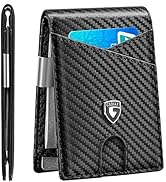 GSOIAX Men's Slim Wallet RFID Blocking Bifold with Front Pocket, 12 Card Slots, ID Window, Big Bi...