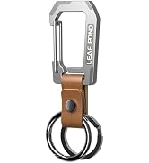 Leaf Pond Carabiner Keychain with Leather Strap, Belt Loop Key Holder | Heavy Duty Key Chain Clip...