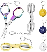 6 Pack Foldable Scissors with Tape Measure & Keychain - Nurse, Badge, Mini, Travel Scissor, Home,...