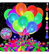 GYIPFIPA 100pcs LED Glow Balloons Set Includes 50 PCS LED Round Mini Balloon Lights and 50 PCS UV...