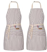 BeLuyi 2 Pack Adjustable Bib Apron with 2 Pockets Chef Cooking Kitchen Restaurant Aprons for Wome...