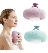 2Pcs Super Soft Sunflower Suction Cup Bath Ball, 2-in-1 Super Soft African Exfoliating Shower Tow...