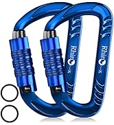 RHINO Produxs 12kN (2697 lbs) Heavy Duty, Locking, Auto Locking, Wiregate Carabiner Clips, for Se...
