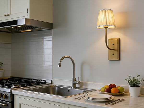 Khaki Gauze Fabric Single Wall Sconces