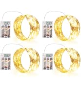 SINAMER Fairy Lights Battery Operated, 4 Packs 5m 50LED Led Mini Twinkle Copper Wire Firefly Star...