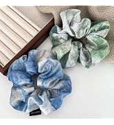 TUCEWP Satin Scrunchies for Women Girls 2Pcs Big Tie Dye Scrunchies Long Thick Curly Hair Elegant...