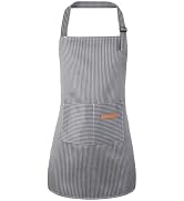 XLSXEXCL Stripes Kids Apron, Kids Cooking Aprons with 2 Pockets, Cute Kids Aprons for Cooking for...