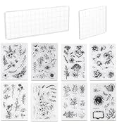 UCEC 8 Sheets Clear Stamps Set for Card Making, 2 PCS Acrylic Stamp Block (15*5cm & 7.5*7.5cm), V...
