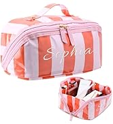 MRYAWXBK Personalized Waterproof Travel Makeup Bag, Large Capacity Striped Toiletry Cosmetic Bags...