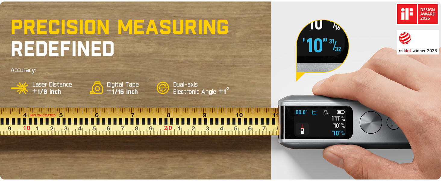Fanttik A10 APEX 3-in-1 Digital Laser Tape Measure with HD Color Display