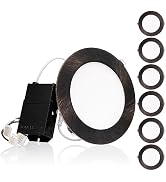 TORCHSTAR E-Lite Series 6 Inch Slim Recessed Lighting with J-Box, 13.5W Ultra-Thin LED Recessed L...