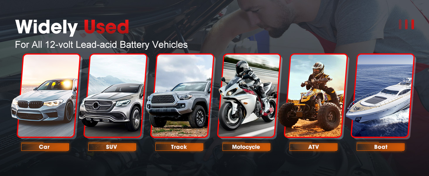 Widely Used in All 12-volt Lead-acid Battery Vehicles Car SUV Track Motocycle ATV Boat