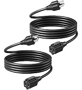 DEWENWILS 2 Pack 6FT Outdoor Extension Cord Waterproof, Heavy Duty 16 AWG SJTW, NEMA 5-15P to 5-1...