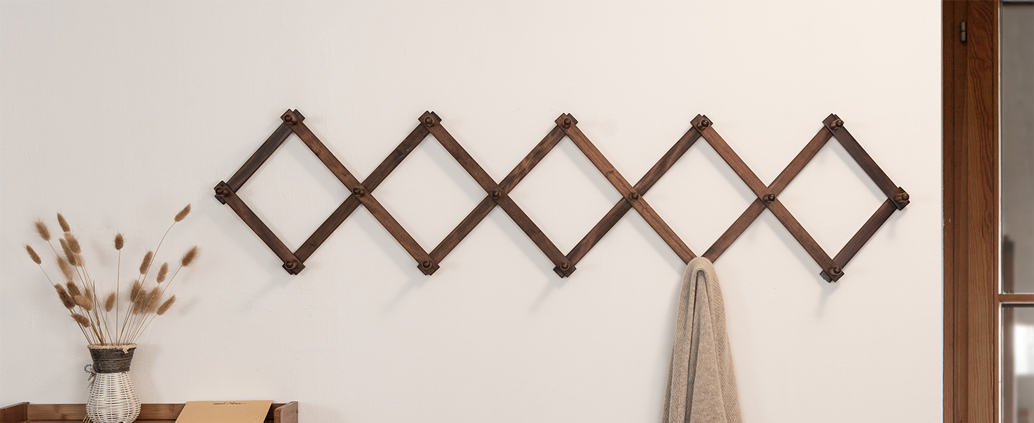 SKOLOO Accordion Wall Hanger for hanging scarf and hats-walnut