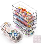 6Pcs Clear Plastic Drawer Organizers Tray 6" x 3" Storage Bins with 24Pcs Non-slip Pads for Makeu...