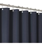 THAIGEE 2-in-1 Waterproof Fabric Shower Curtain - No Separate Liner Needed, Hotel-Style Waffle We...
