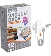 VACKFOX Vacuum Bags for Travel with USB and TYPE C Pump, 12 Pack Carry-on Size Compression Packin...