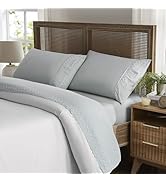 Weenmee Soft Microfiber Eyelet Lace Embroidery 4 Piece Sheet Set - Luxurious Microfiber Bed Sheet...