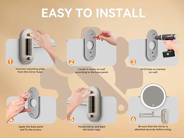 Screw mounting with built-in level for stable installation