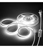 Waterproof COB LED Light Strips Outdoor AC 110V Plug in with Switch LED Rope Lights Self-Adhesive...