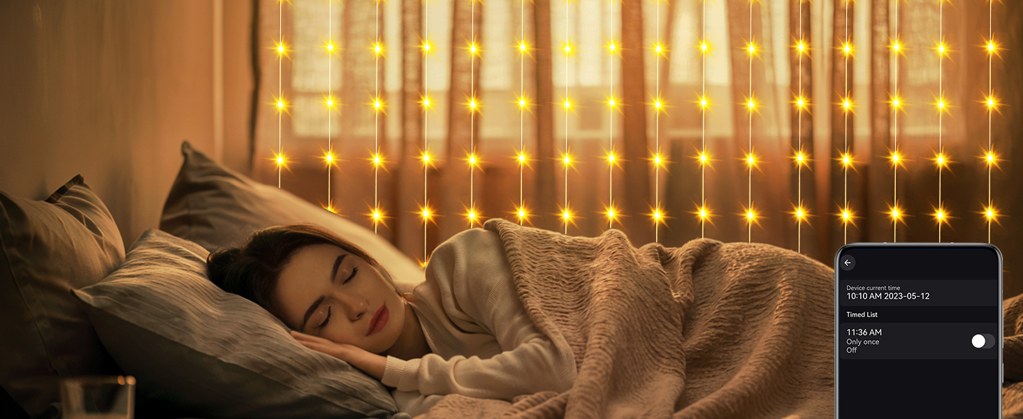 Smart Curtain Lights RGBIC Color Changing Curtain Lights with Music Sync APP Remote Control