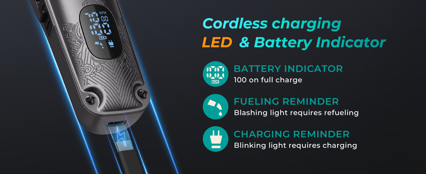 Cordless charging LED Battery Indicator