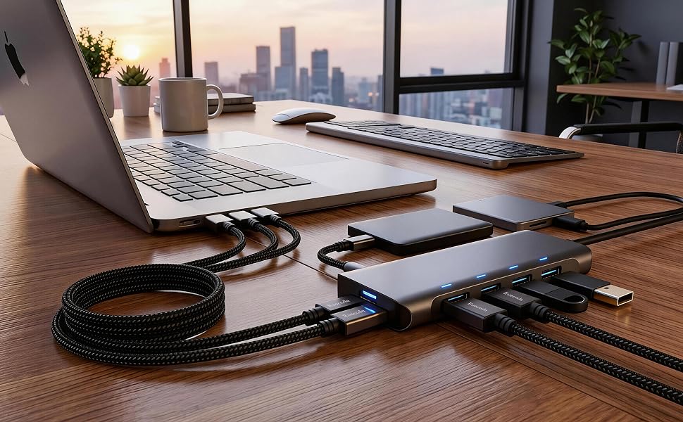 Ruaeoda USB to USB cable connects laptop to cooling pad enclosure hard drive reliably