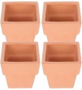 DOITOOL 4Pcs Light Brown Ceramic Succulent Pots with Drainage Hole, 3.14 Inch Square Flower Plant...