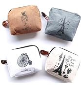 iToolai Canvas Coin Bags Women's Small Change Cash Purse Wallets (Set of 4, Paris)