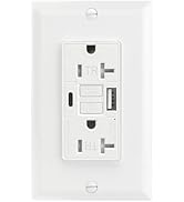 BAOMAIN Self-Test GFCI Combination with USB in-Wall, Tamper Resistant(TR) 20A 4.8A 5VDC LED Indic...