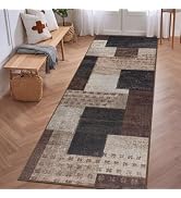 qulint Modern Outdoor Patio Rug, Geometric Indoor Runner Rug for Hallway Kitchen, Chocolate 2'x6'...