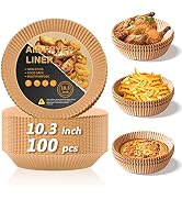 Air Fryer Disposable Paper Liner, 10.3 Inch Large Air Fryer Paper Liner 100 PCS, Non-stick Parchm...