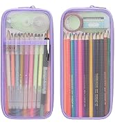 BOVKE Grid Mesh Pencil Case Pen Marker Bag Clear Cute Pencil Pouch School Stationery Organizer Te...