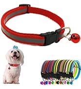 Puppy Collar with Bell, Reflective XXS Dog Collars Adjustable Buckle for XS XSmall Extra Small Ti...