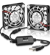 GDSTIME Dual 60mm x 10mm USB Fans with 3 Speed Control, 5V Powered Small DC Brushless Ultra Thin ...