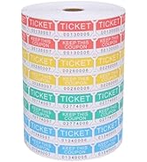 L LIKED 8000 Assorted Double Raffle Tickets 2000 per Roll 50/50 (Blue, Green, Red, Yellow)
